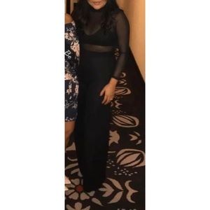 Black mesh see through jumpsuit